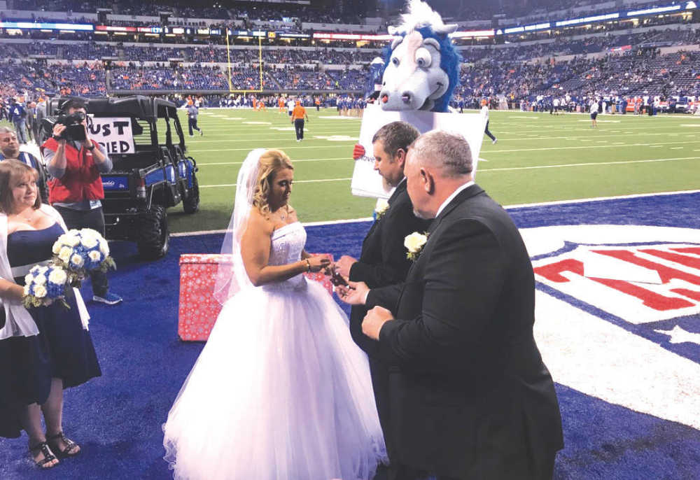 Local News: Couple borrows Colts' 'Blue' for wedding (12/17/17 ...